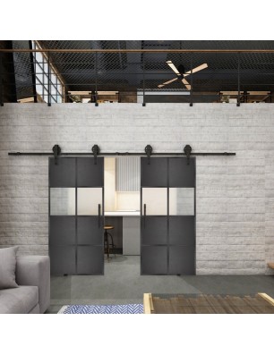 Glasschiebetür BARN-LINE Loft Schwarzeisen Genietet 29 Blickdicht