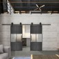 Glasschiebetür BARN-LINE Loft Schwarzeisen Genietet 30 Blickdicht Glasschiebetür BARN-LINE Loft Schwarzeisen Genietet 30 Blickdicht