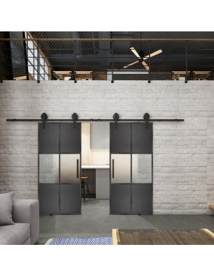 Glasschiebetür BARN-LINE Loft Schwarzeisen Genietet 30 Blickdicht