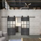Glasschiebetür BARN-LINE Loft Schwarzeisen Genietet 31 Blickdicht Glasschiebetür BARN-LINE Loft Schwarzeisen Genietet 31 Blickdicht
