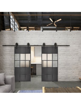 Glasschiebetür BARN-LINE Loft Schwarzeisen Genietet 31 Blickdicht