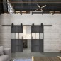 Glasschiebetür BARN-LINE Loft Schwarzeisen Genietet 32 Blickdicht Glasschiebetür BARN-LINE Loft Schwarzeisen Genietet 32 Blickdicht