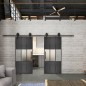 Glasschiebetür BARN-LINE Loft Schwarzeisen Genietet 33 Blickdicht Glasschiebetür BARN-LINE Loft Schwarzeisen Genietet 33 Blickdicht