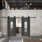 Glasschiebetür BARN-LINE Loft Schwarzeisen Genietet 34 Blickdicht