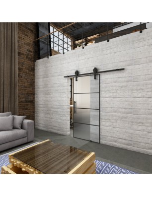Glasschiebetür BARN-LINE Loft Schwarzlack 02 Blickdicht