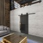Glasschiebetür BARN-LINE Loft Schwarzlack 08 Auf Grauglas