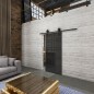 Glasschiebetür BARN-LINE Loft Schwarzlack 13 Auf Grauglas
