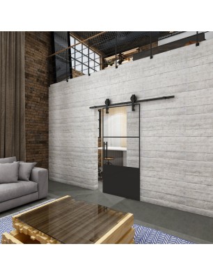 Glasschiebetür BARN-LINE Loft Schwarzlack 33 Auf Klarglas