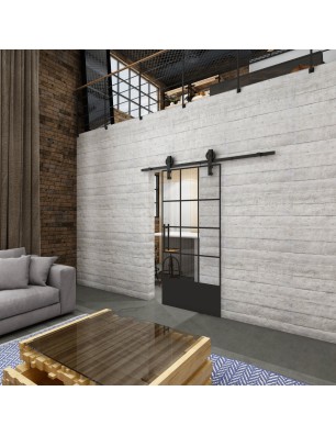 Glasschiebetür BARN-LINE Loft Schwarzlack 37 Auf Klarglas