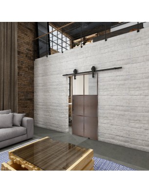 Glasschiebetür BARN-LINE Loft Rosteisen Genietet 19 Blickdicht
