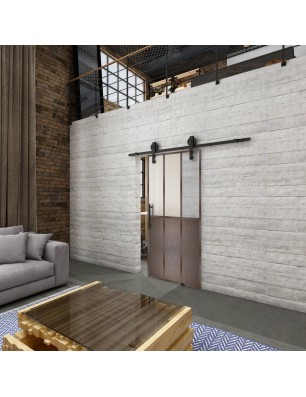 Glasschiebetür BARN-LINE Loft Rosteisen Genietet 24 Blickdicht