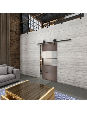 Glasschiebetür BARN-LINE Loft Rosteisen Genietet 25 Blickdicht