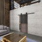 Glasschiebetür BARN-LINE Loft Rosteisen Genietet 20 Auf Grauglas Glasschiebetür BARN-LINE Loft Rosteisen Genietet 20 Auf Grauglas