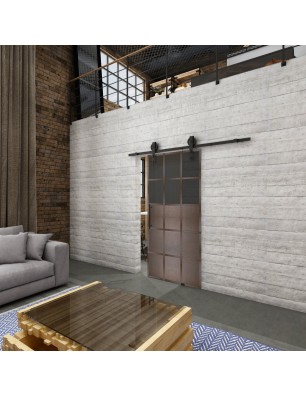 Glasschiebetür BARN-LINE Loft Rosteisen Genietet 21 Auf Grauglas