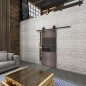 Glasschiebetür BARN-LINE Loft Rosteisen Genietet 31 Auf Grauglas Glasschiebetür BARN-LINE Loft Rosteisen Genietet 31 Auf Grauglas