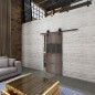 Glasschiebetür BARN-LINE Loft Rosteisen Genietet 32 Auf Grauglas Glasschiebetür BARN-LINE Loft Rosteisen Genietet 32 Auf Grauglas