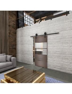 Glasschiebetür BARN-LINE Loft Rosteisen Genietet 25 Auf Klarglas