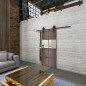 Glasschiebetür BARN-LINE Loft Rosteisen Genietet 29 Auf Klarglas Glasschiebetür BARN-LINE Loft Rosteisen Genietet 29 Auf Klarglas