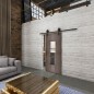 Glasschiebetür BARN-LINE Loft Rosteisen Genietet 34 Auf Klarglas Glasschiebetür BARN-LINE Loft Rosteisen Genietet 34 Auf Klarglas