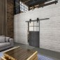 Glasschiebetür BARN-LINE Loft Schwarzeisen Genietet 17 Blickdicht Glasschiebetür BARN-LINE Loft Schwarzeisen Genietet 17 Blickdicht