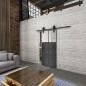 Glasschiebetür BARN-LINE Loft Schwarzeisen Genietet 19 Blickdicht Glasschiebetür BARN-LINE Loft Schwarzeisen Genietet 19 Blickdicht