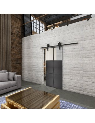 Glasschiebetür BARN-LINE Loft Schwarzeisen Genietet 19 Blickdicht