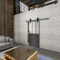 Glasschiebetür BARN-LINE Loft Schwarzeisen Genietet 24 Blickdicht Glasschiebetür BARN-LINE Loft Schwarzeisen Genietet 24 Blickdicht