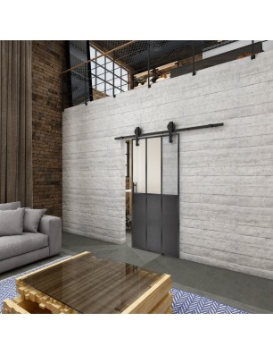 Glasschiebetür BARN-LINE Loft Schwarzeisen Genietet 24 Blickdicht