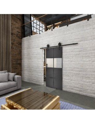 Glasschiebetür BARN-LINE Loft Schwarzeisen Genietet 29 Blickdicht