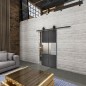 Glasschiebetür BARN-LINE Loft Schwarzeisen Genietet 30 Blickdicht Glasschiebetür BARN-LINE Loft Schwarzeisen Genietet 30 Blickdicht