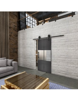 Glasschiebetür BARN-LINE Loft Schwarzeisen Genietet 30 Blickdicht