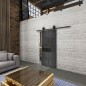 Glasschiebetür BARN-LINE Loft Schwarzeisen Genietet 28 Auf Grauglas