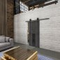 Glasschiebetür BARN-LINE Loft Schwarzeisen Genietet 36 Auf Grauglas Glasschiebetür BARN-LINE Loft Schwarzeisen Genietet 36 Auf Grauglas