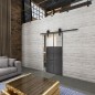 Glasschiebetür BARN-LINE Loft Schwarzeisen Genietet 19 Auf Klarglas Glasschiebetür BARN-LINE Loft Schwarzeisen Genietet 19 Auf Klarglas