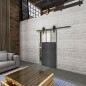 Glasschiebetür BARN-LINE Loft Schwarzeisen Genietet 23 Auf Klarglas Glasschiebetür BARN-LINE Loft Schwarzeisen Genietet 23 Auf Klarglas