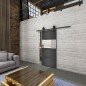 Glasschiebetür BARN-LINE Loft Schwarzeisen Genietet 26 Auf Klarglas Glasschiebetür BARN-LINE Loft Schwarzeisen Genietet 26 Auf Klarglas