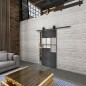 Glasschiebetür BARN-LINE Loft Schwarzeisen Genietet 31 Auf Klarglas Glasschiebetür BARN-LINE Loft Schwarzeisen Genietet 31 Auf Klarglas