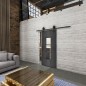 Glasschiebetür BARN-LINE Loft Schwarzeisen Genietet 34 Auf Klarglas Glasschiebetür BARN-LINE Loft Schwarzeisen Genietet 34 Auf Klarglas