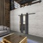 Glasschiebetür BARN-LINE Loft Schwarzeisen Genietet 36 Auf Klarglas Glasschiebetür BARN-LINE Loft Schwarzeisen Genietet 36 Auf Klarglas