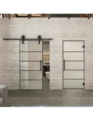 Glasschiebetür BARN-LINE Loft Schwarzlack 01 Blickdicht