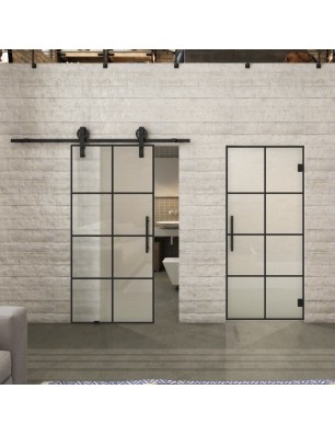 Glasschiebetür BARN-LINE Loft Schwarzlack 06 Blickdicht
