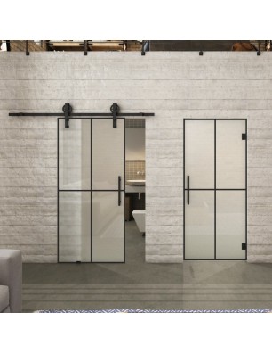 Glasschiebetür BARN-LINE Loft Schwarzlack 08 Blickdicht