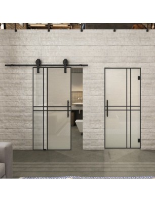 Glasschiebetür BARN-LINE Loft Schwarzlack 21 Blickdicht