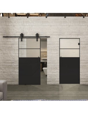 Glasschiebetür BARN-LINE Loft Schwarzlack 22 Blickdicht