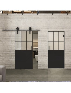 Glasschiebetür BARN-LINE Loft Schwarzlack 28 Blickdicht