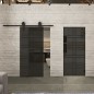 Glasschiebetür BARN-LINE Loft Schwarzlack 13 Auf Grauglas