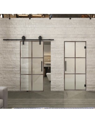 Glasschiebetür BARN-LINE Loft Rosteisen Genietet 07 Blickdicht