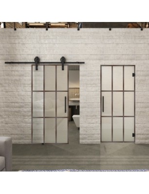 Glasschiebetür BARN-LINE Loft Rosteisen Genietet 11 Blickdicht