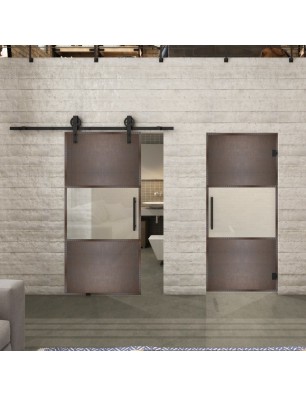 Glasschiebetür BARN-LINE Loft Rosteisen Genietet 27 Blickdicht