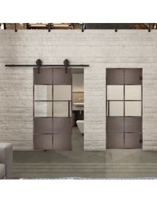 Glasschiebetür BARN-LINE Loft Rosteisen Genietet 28 Blickdicht